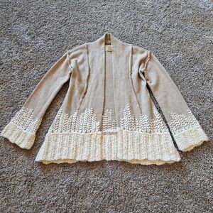 Anthropologie Tabitha Rising Snowdrop Cardigan Womens Size XS 100% Wool Cream‎